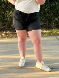 High Rise Cross Over Denim Shorts