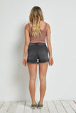 High Rise Cross Over Denim Shorts