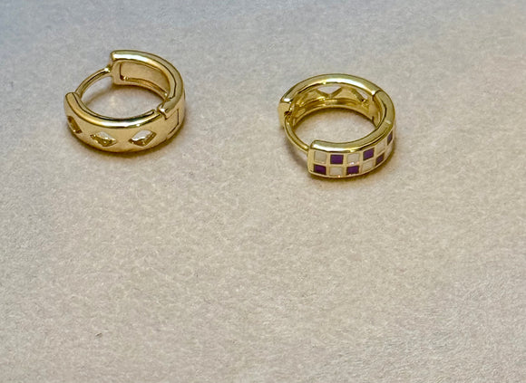Checkered Hoop Earrings