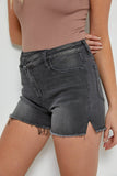 High Rise Cross Over Denim Shorts