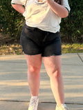 High Rise Cross Over Denim Shorts